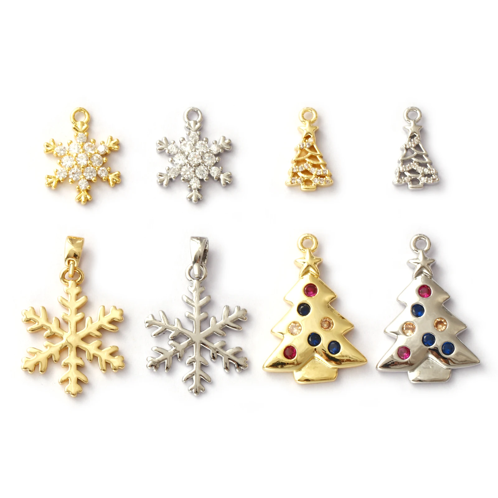 2 قطعة النحاس ومكعب زركونيا عيد الميلاد سحر ندفة الثلج شجرة عيد الميلاد المعلقات ل عقد دي اي واي سوار صنع المجوهرات #1