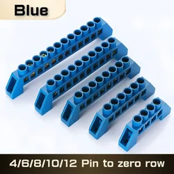 4/6/8/10/12 Positions Terminal Block Connector Strip Brass Ground Neutral Bar Electrical Distribution Wire Screw Terminal Blue