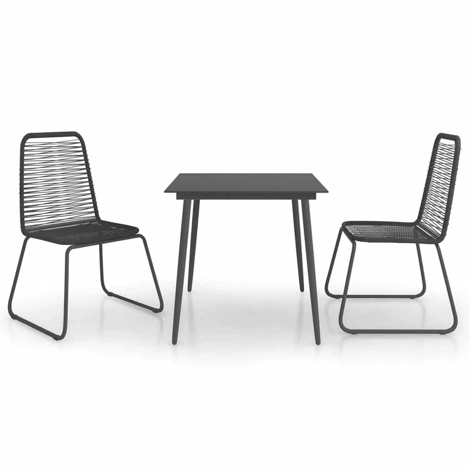 #3 Piece Patio Dining Set Chair & Table Outdoor Furniture for Garden Yard Poolside PVC Rattan Black, Customized