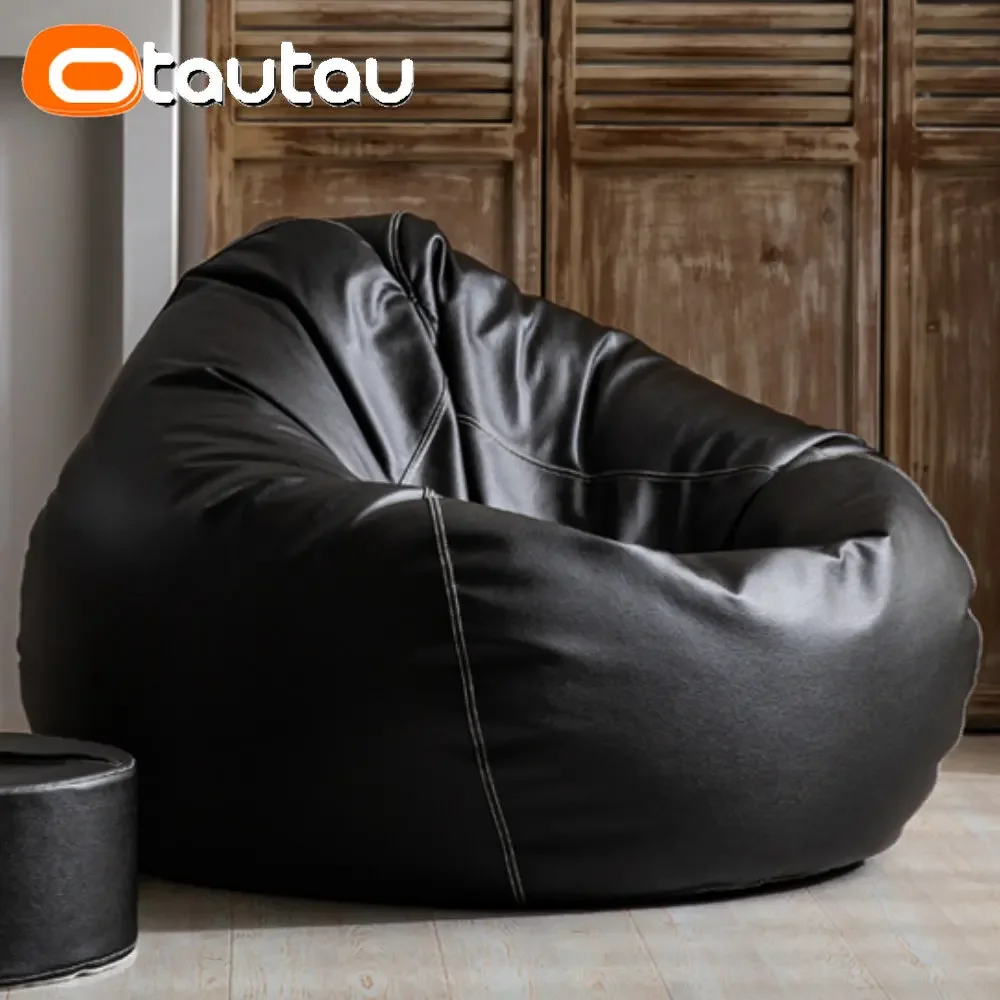 OTAUTAU Filled 100cm Faux Leather Bean Bag Sofas with Filler Comfy Beanbag Sofa Puff Floor Seat Chaise Lounge Pouf Chair DD004 image 2