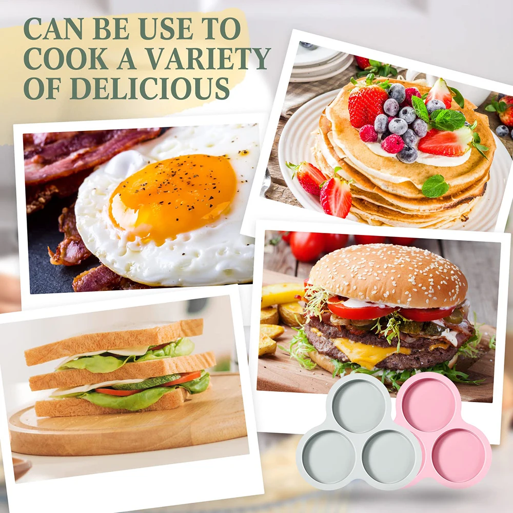 3/4-Cavity Air Fryer Egg Mold Round Shape Cupcake Nonstick Silicone Muffin Hamburger Bun Pan Cooking Mould Baking Accessories