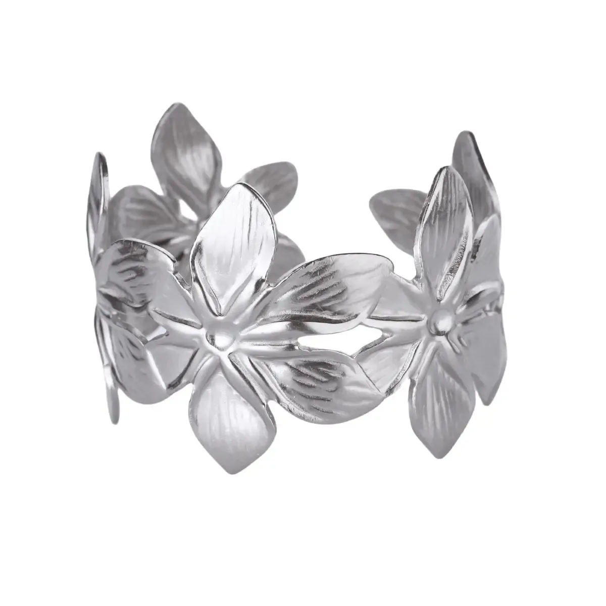 Bloem dikke opening armbanden voor vrouwen waterdicht roestvrij staal bloemen brede armband feest bruiloft hand sieraden elegant cadeau