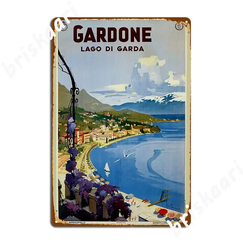 Vintage Gardone Lake Garda Italian Travel Metal Sign Painting Décor Kitchen Vintage Club Party Tin Sign Poster