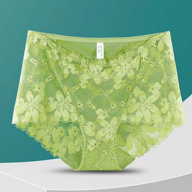 2023 New Sexy lingerie for women underwear cutout lace floral panties Plus size high waist sheer mesh interior femenina