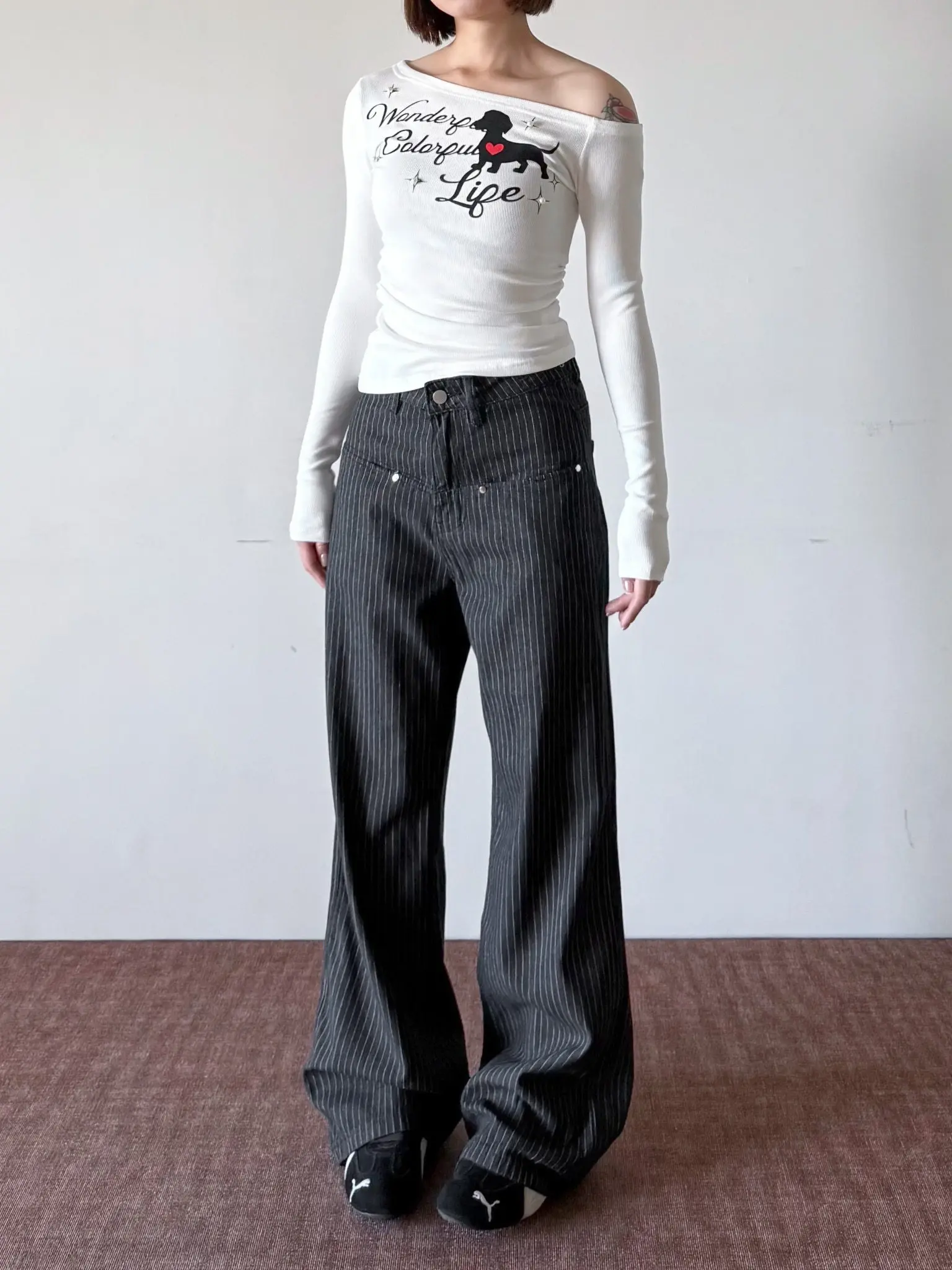 Gray Retro American High Street Straight Leg Jeans Men Women Casual Wear All Seasons Slimming Trendy Denim Pants