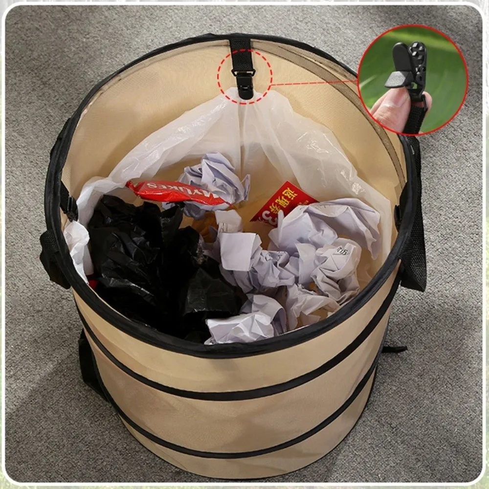 Portable Foldable Trash Can With Handle Waterproof Camping Trash Can Oxford Durable Lightweight Pop-up Trash Can Portable