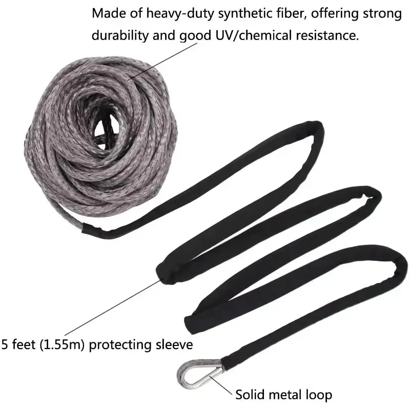 New for Motorcycle Towing Rope Winch Line 5511 Lbs 2.5T Load-bearing Synthetic Fiber Car Accessories Truck Trailer Off Road 15M