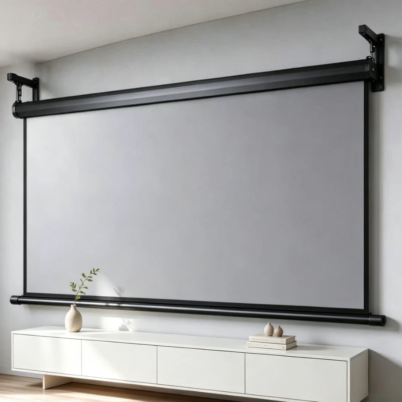Adjustable Projector Screen Wall Bracket with Extendable L Shape Steel Tube, 30kg Capacity plus Space Saving Hanging Design