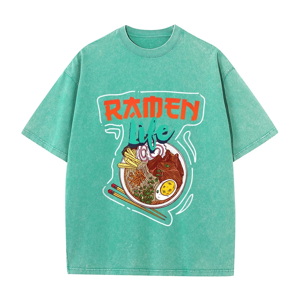 Ramen Lif Funny Anime Egg Gift Fun T-Shirt Vestiti Tops Men Cotton Top Print Multi Color Tee Short Sleeve Graphic Humor Shirt T