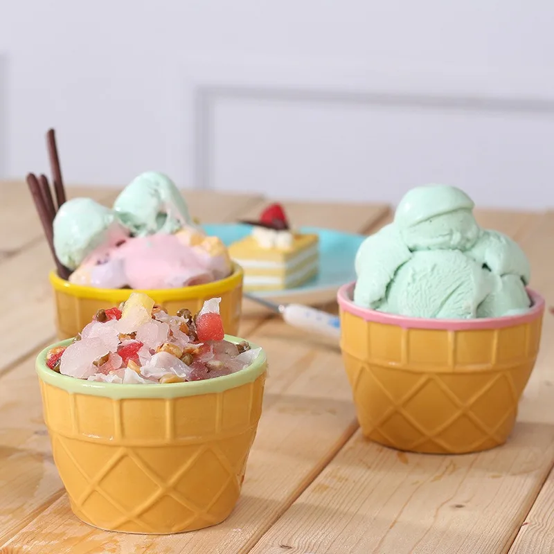 1Set New Kids Ice Cream Bowl Spoon Set Durable Children Gifts Lovely Dessert Bowl DIY Ice Cream Tools Ice Cream Bowl+Spool
