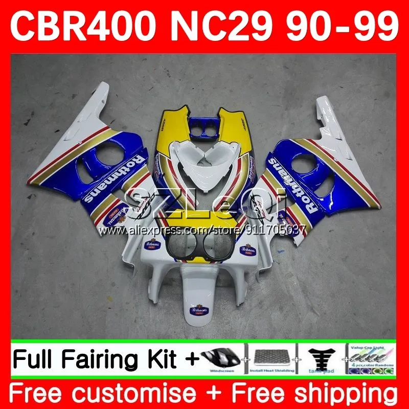 Body Kit For HONDA CBR400 CBR 400 RR CC 400RR 90 91 92 93 94 Rothmans Blue 62No.9 NC29 CBR400RR 1995 1996 1997 1998 1999 Fairing