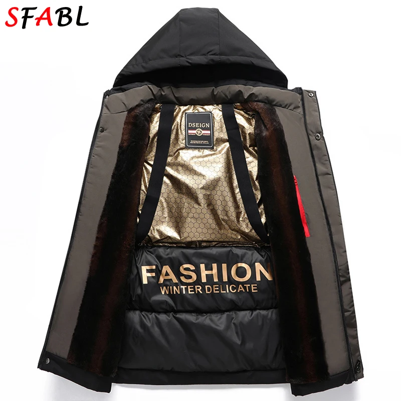 플리스 안감 스키 스노우 재킷 오버코트 보온 패딩 파카 남성 탈부착 후드 남성용 겨울 재킷 방풍 재킷 코트 남성