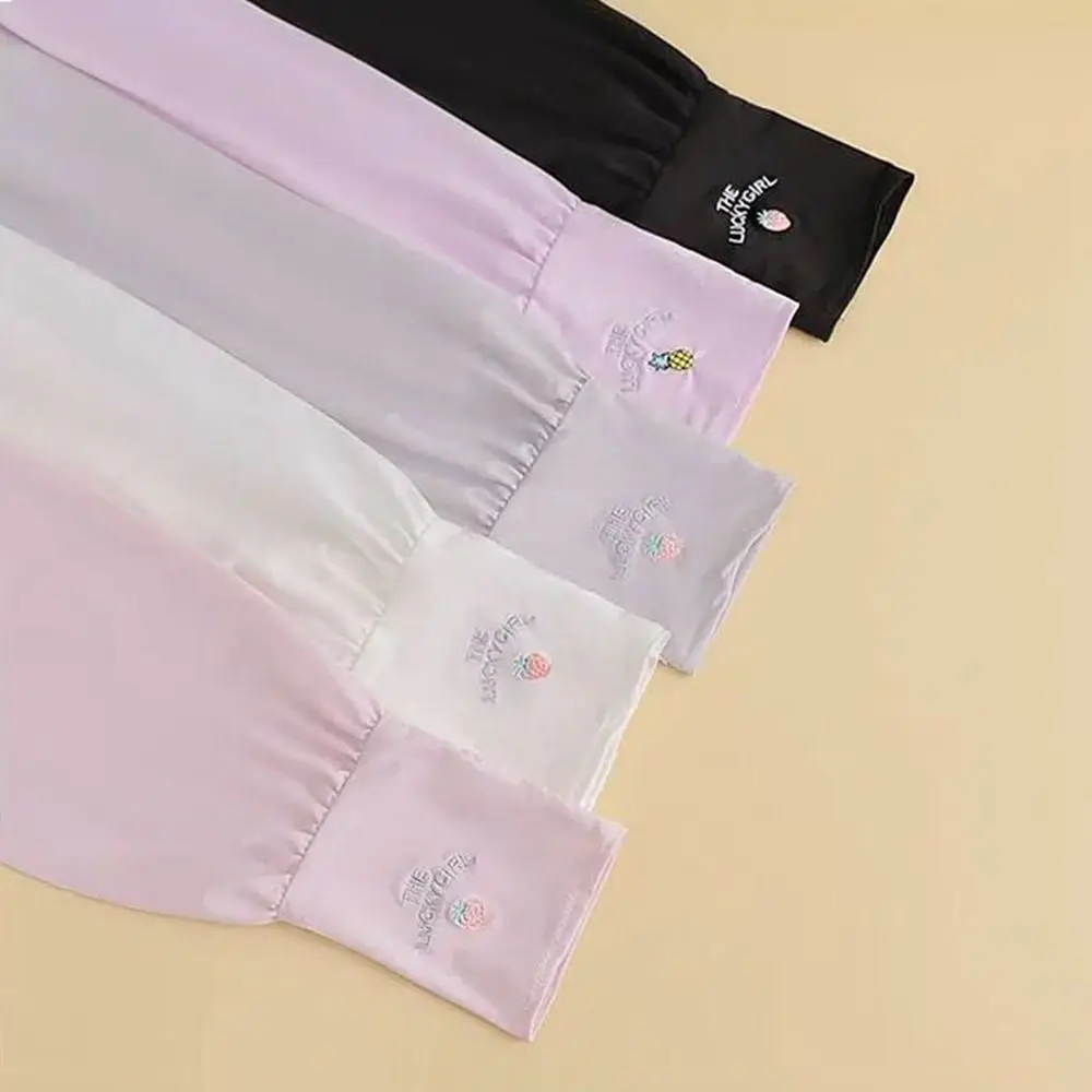 

Simple Ice Silk Ice Silk Sleeve Sunscreen Sun Protection Long Gloves Polyester Fibre Anti-Slip Arm Cover Cycling