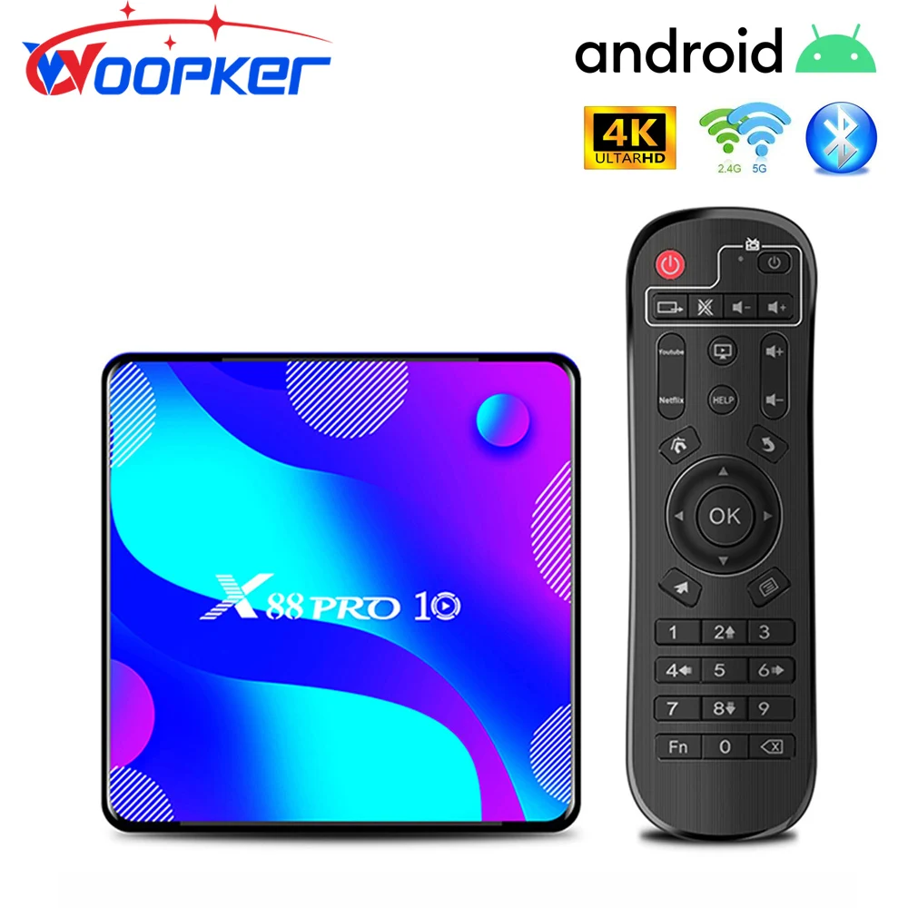 

Woopker TV Box Smart TV Box Android 11 RK3318 4K Bluetooth Player 2.4G&5.8GHz WiFi Network Home Smart TV Set Top Box