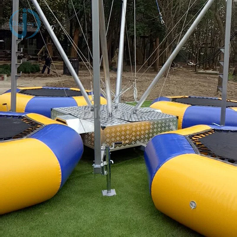 4-Person Inflatable Bungee Jumping Trampoline with Trailer Park Amusement Equipment