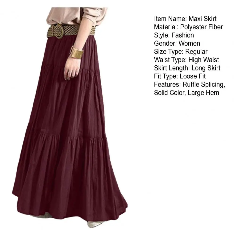 

Новые модные женские повседневные длинные юбки однотонные плиссированные с широким подолом на резинке свободного кроя в простом стиле для отдыха