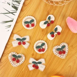 10PCS New retro cute cherry love heart shaped knitted jewellery handmade DIY clothing accessories accessories