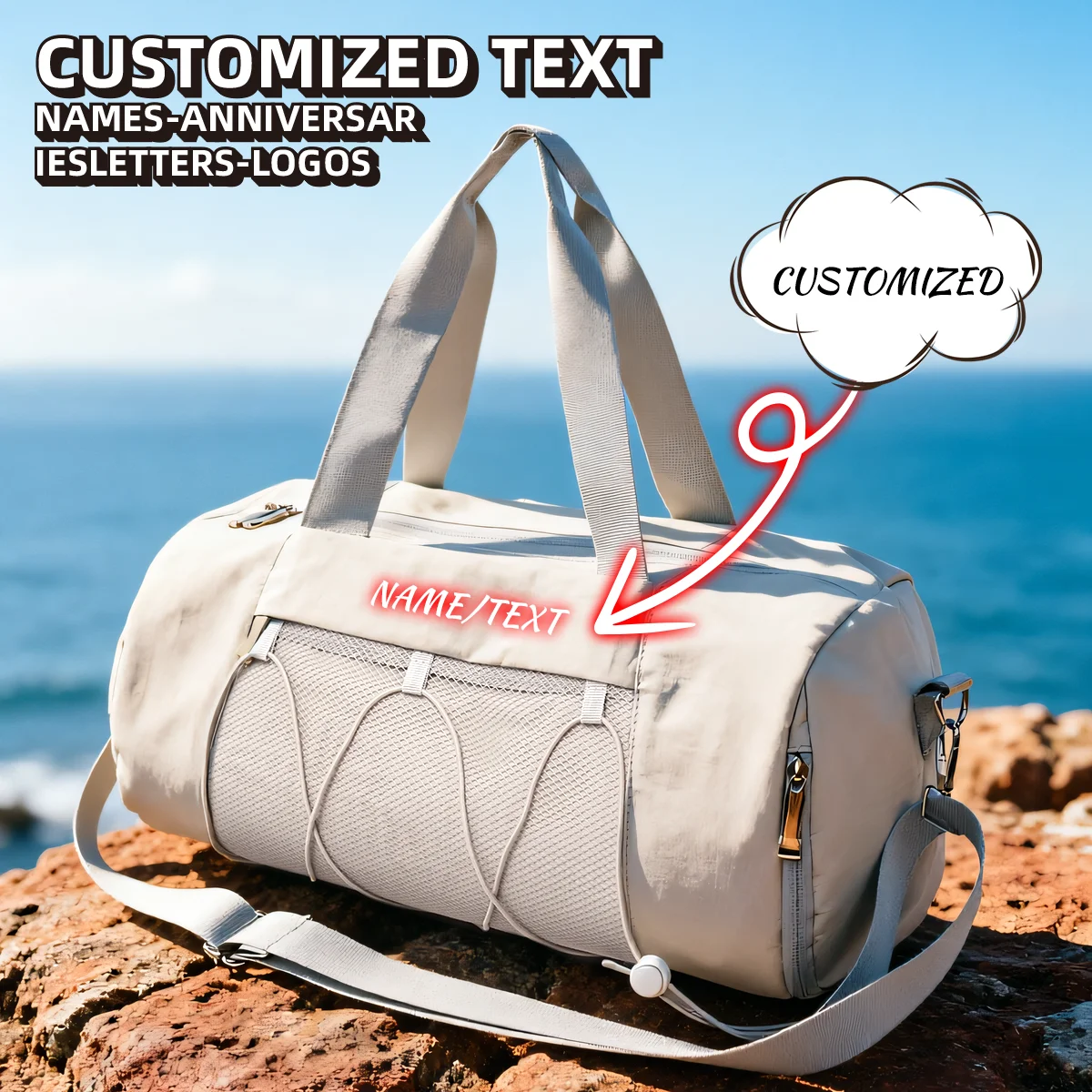 

Logo Customized Sports Fitness Bag for Men, Summer Outdoor Exercise Large-Capacity Shoulder Travel Bag, High-End Cross-Body Swimming Backpack for Women, Personalized DIY