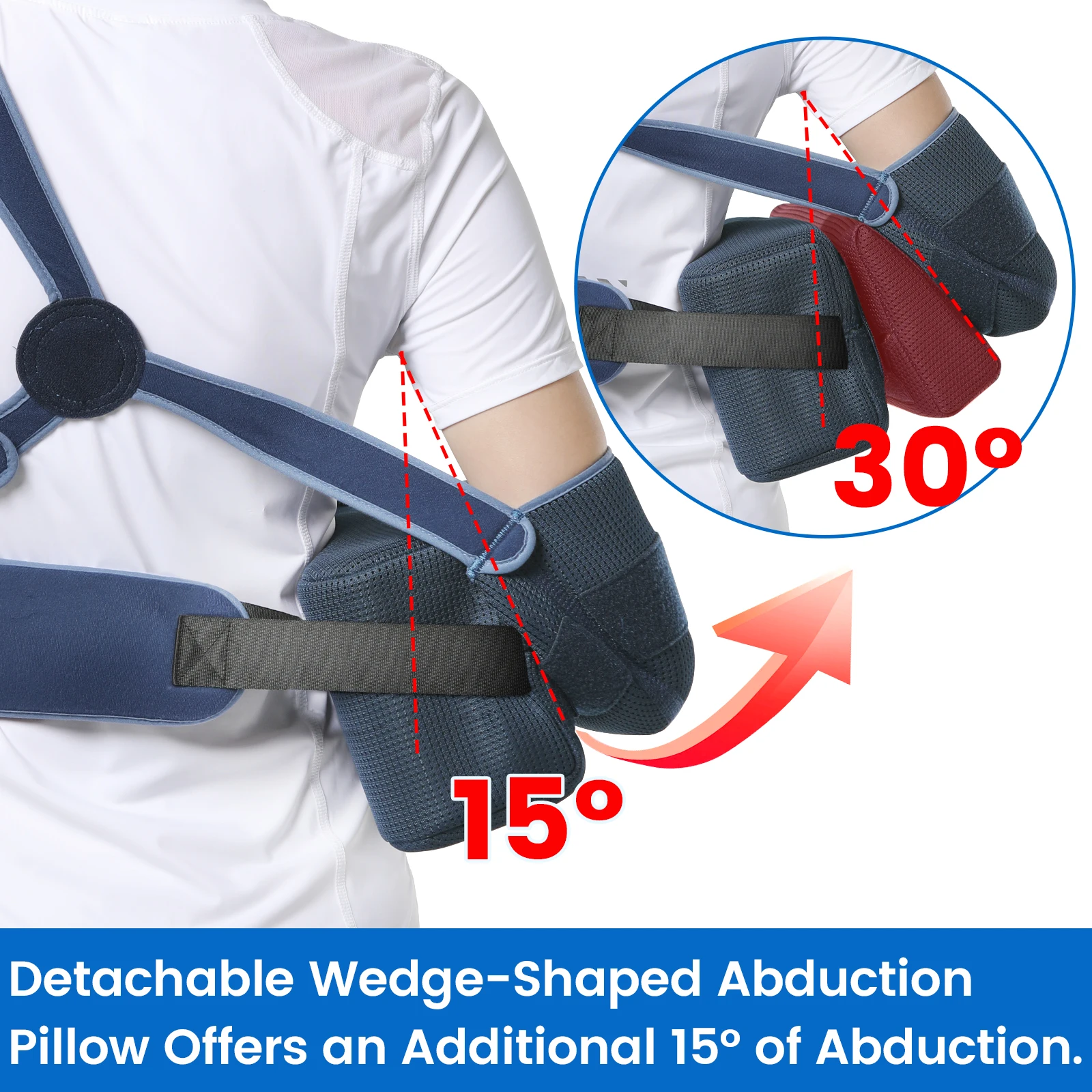 VELPEAU Shoulder Abduction Sling With Pillow for Rotator Cuff Surgery and Recovery, Medical Shoulder Immobilizer Fits Both Arms