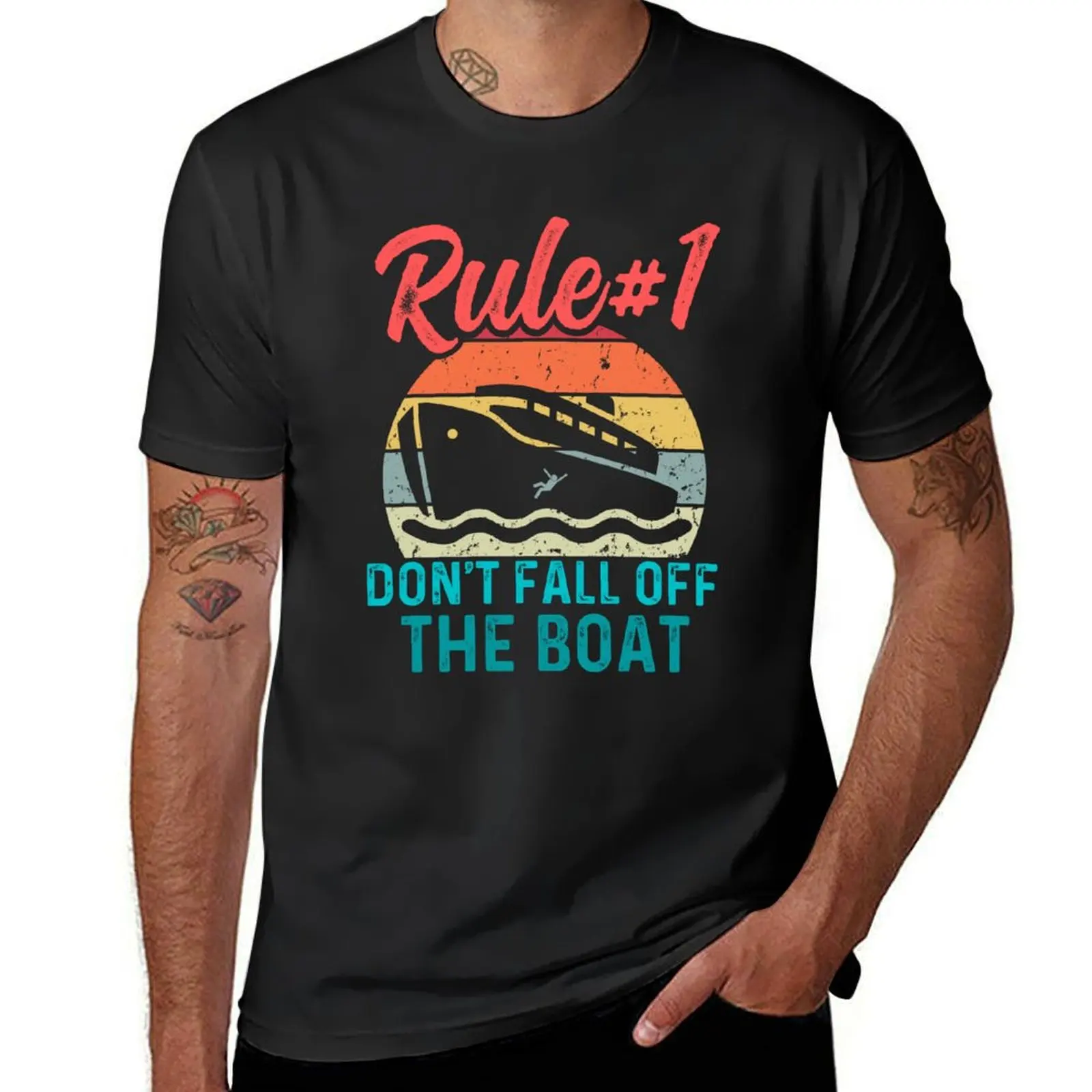 Funny Vintage Don't Fall Off The Boat Summer Cruising Trip T-shirt customizeds cute clothes mens tall t shirts