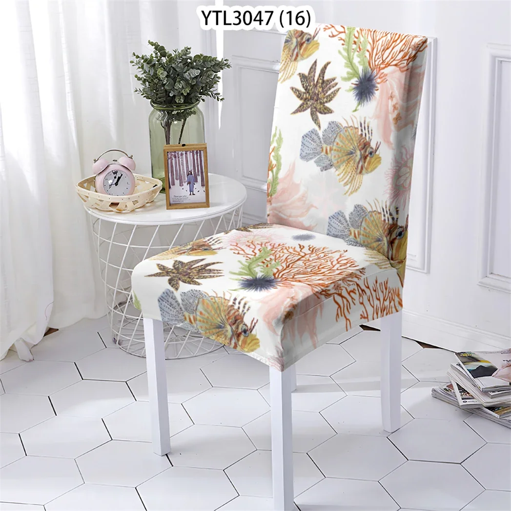 Ocean Animal Style Office Chair Cover Stretch Chairs Covers Kitchen Chair Cover Plant Coral Pattern Chairs Case Home Stuhlbezug