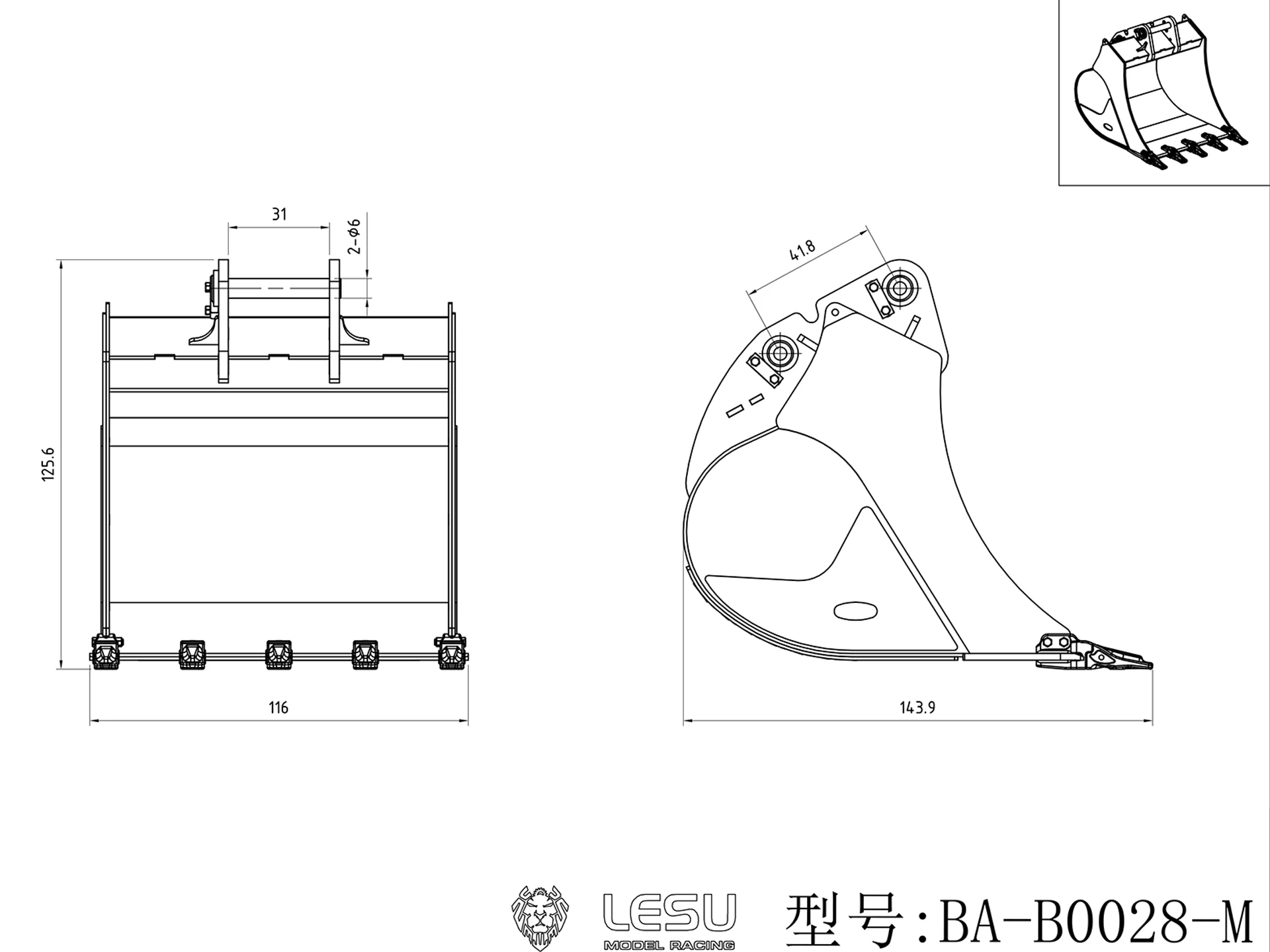 أجزاء دلو أصلية معدنية من LESU 1/14 لحفارة هيدروليكية RC LR960 LR956 نموذج حفار للتحكم عن بعد B0027 B0028 B0038 B0040