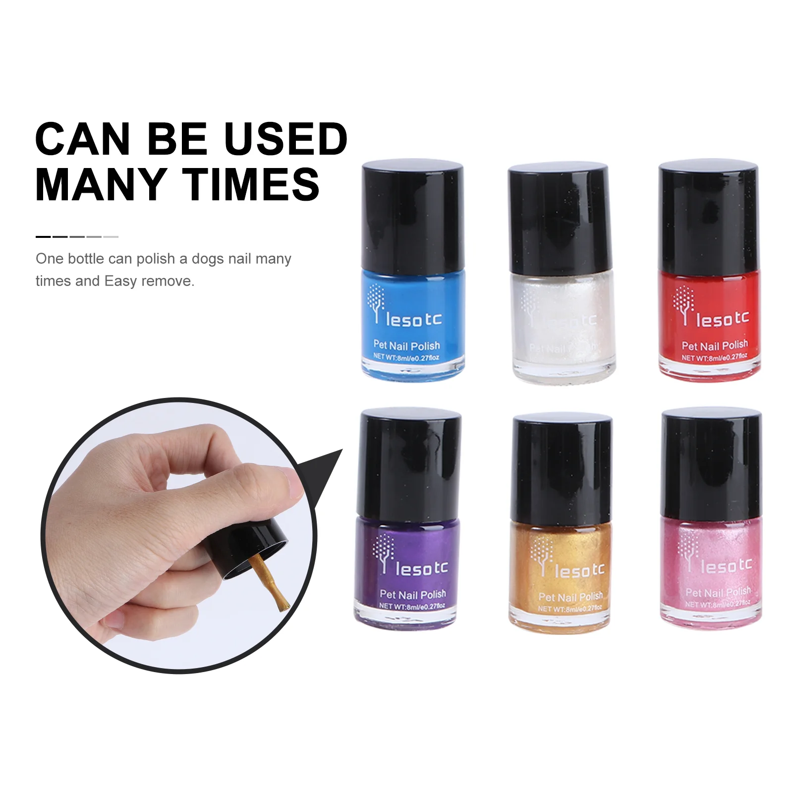 6pcs Water-Base Healthy Ingredients Pet Dog Nail Polish Pet Supplies pet products Pet Nail Polish