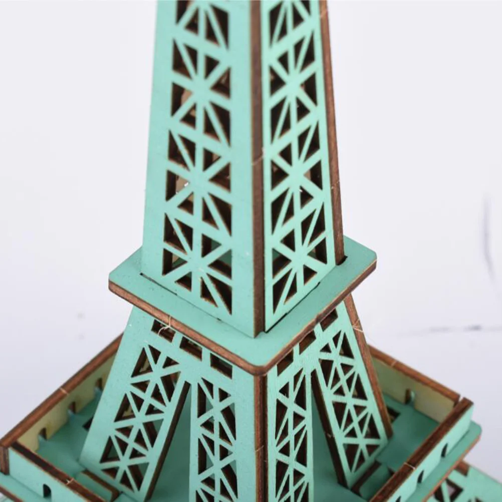 Drewniane puzzle 3D Wieża Eiffla Kreatywne edukacyjne DIY Zielone układanki dla dzieci Budynki Puzzle Wieża Eiffla