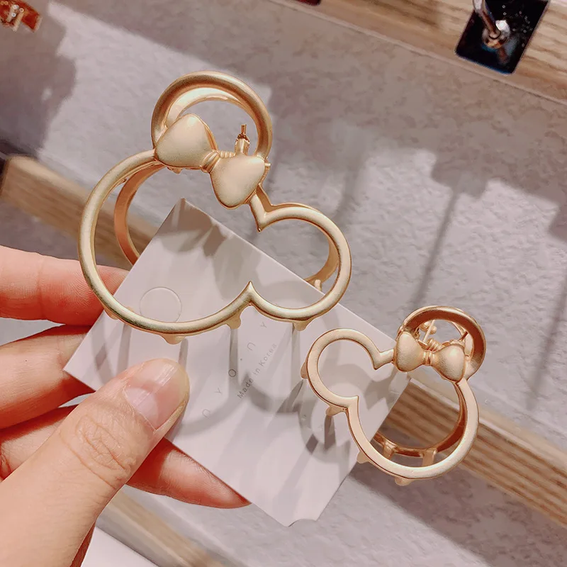 Korean version of Mickey hair accessories frosted metal simple cute refreshing hair clip new style