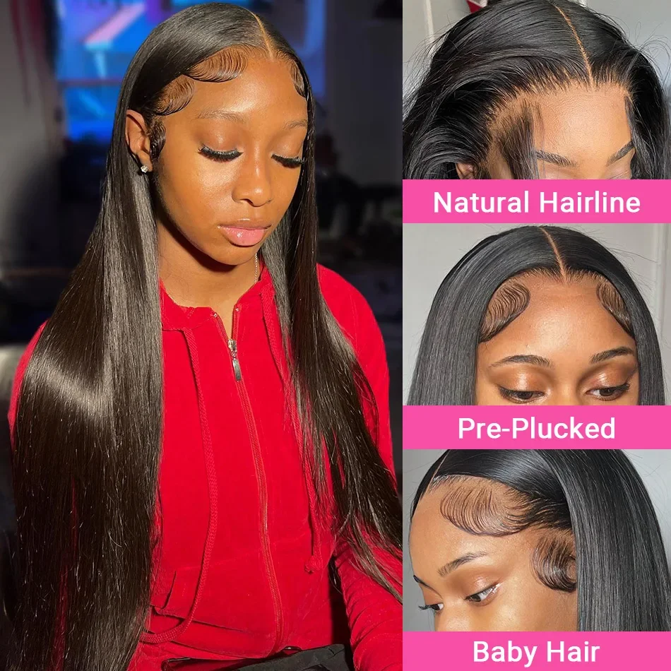 Straight Lace Frontal Wig 13x4 13x6 Transparent Lace Front Human Hair Wigs Bone Straight 200 Density Brazilian 28 30 32 Inches