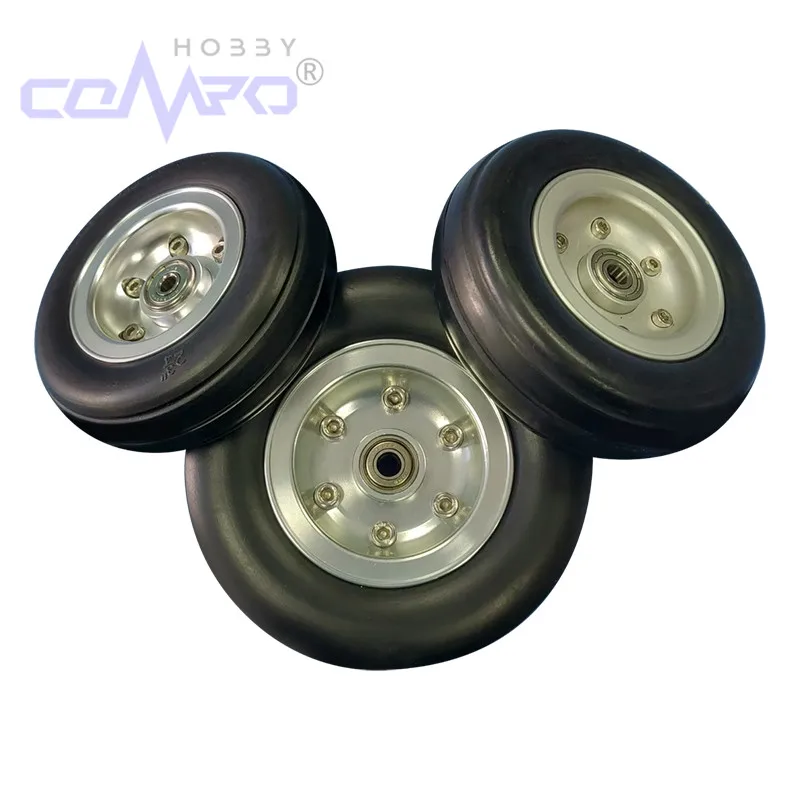 Roues de train d'atterrissage, 1 pièce, moyeu en aluminium, roue en caoutchouc avec roulement pour modèle d'avion RC à aile fixe, remplacement d'avion