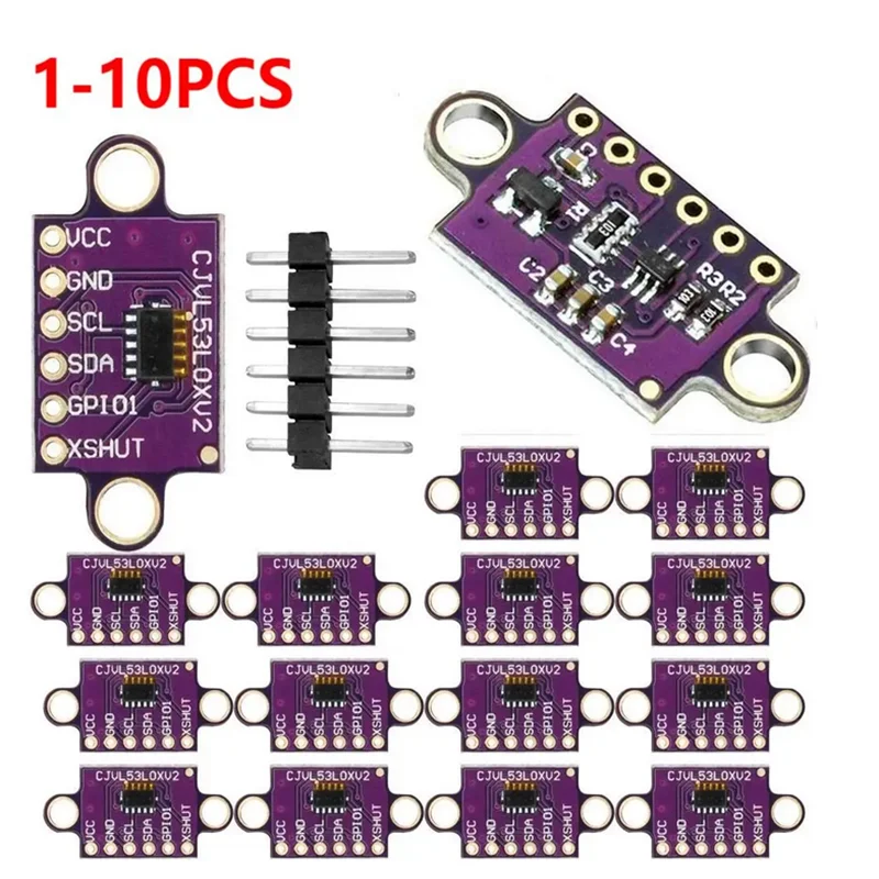 1-10PCS VL53L0X Time-of-Flight (ToF) Laser Ranging Sensor Breakout 940nm GY-VL53L0XV2 Laser Distance Module I2C IIC with Pin