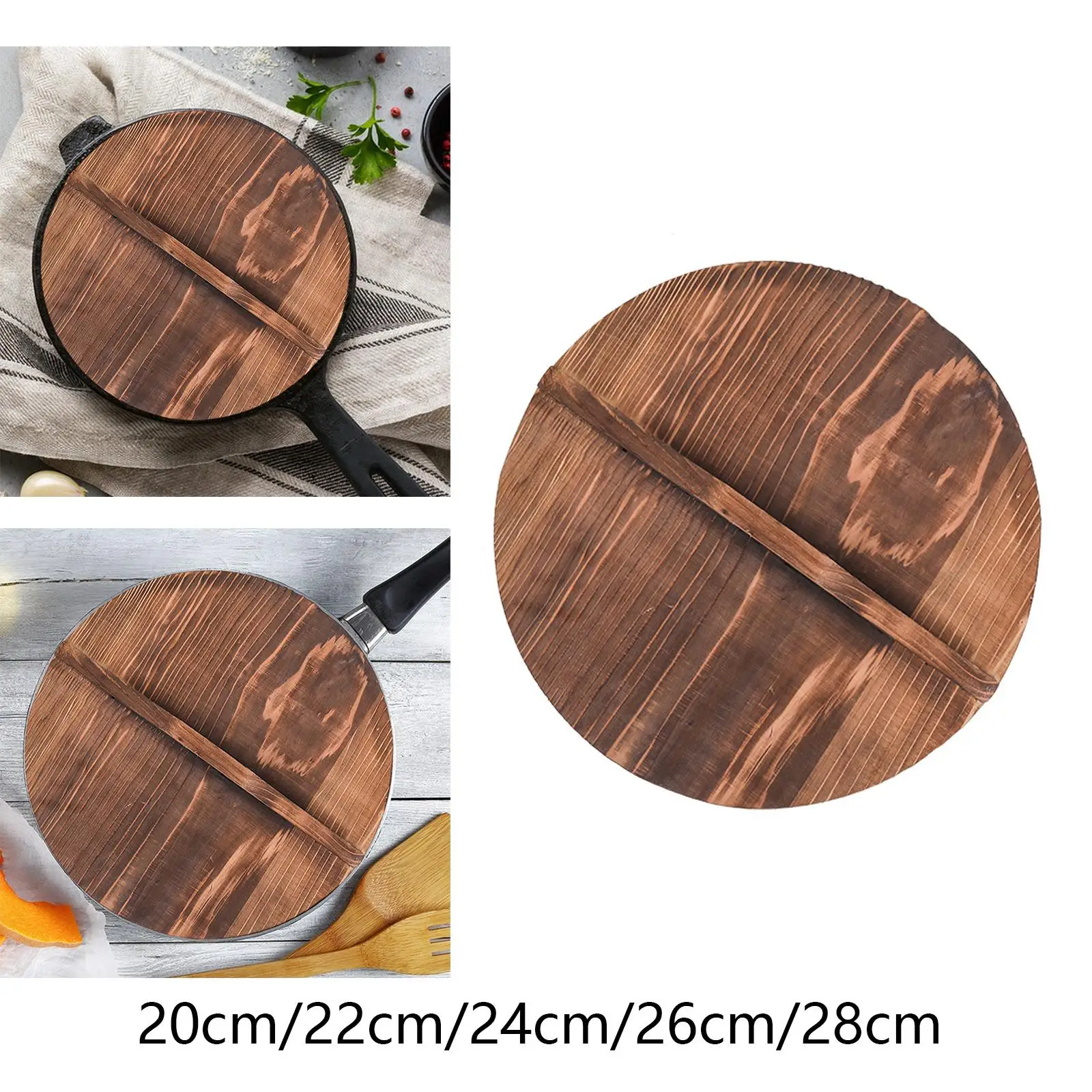 Wooden Pan Lid Pot Cover Round Anti Scalding Lightweight Skillet Cover Wooden Drop Lid for Kitchen Household Kitchen Supplies
