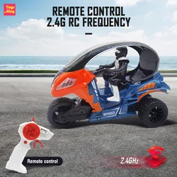 2.4GHz RC Stunt Spray Three-wheeled Motorcycle Remote Control 5CH Colorful Lighting Electric Car Model Kids Toys Boys Gifts