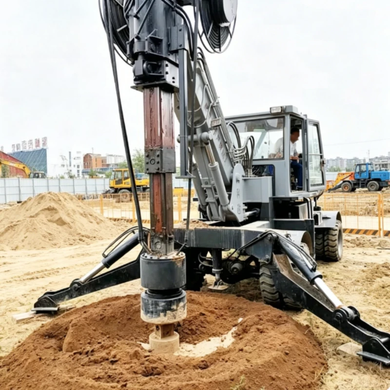 Customized 300M Rotary Highway Guardrail Post Hammer Diesel Hydraulic Road Fence Post Pile Driver Rotary Pile Drilling Rig