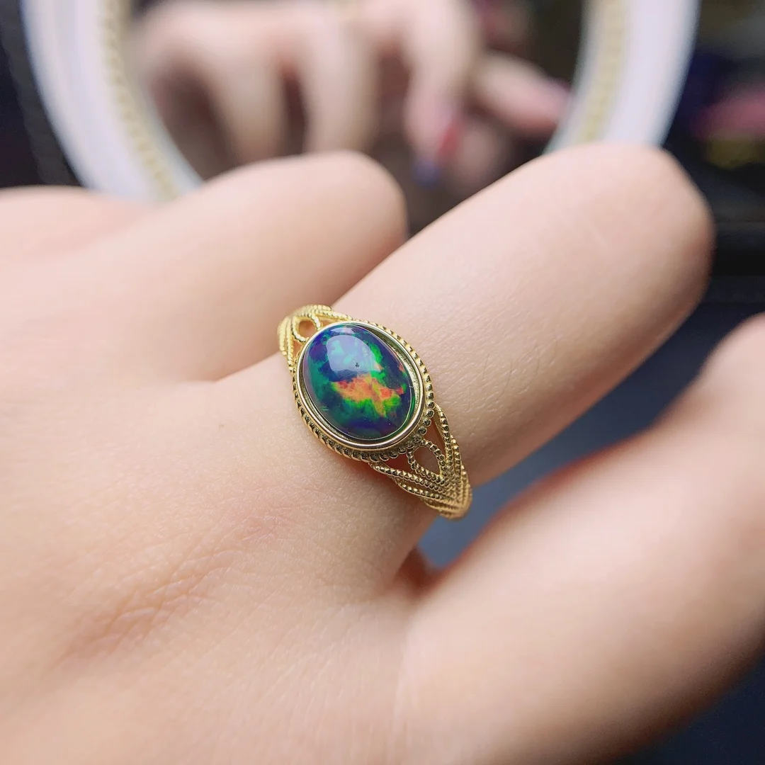 

925 Sterling Silver Opal Natural Gem Jewelry Ring Women's Luxury Women's Necklace Christmas gift with free shipping