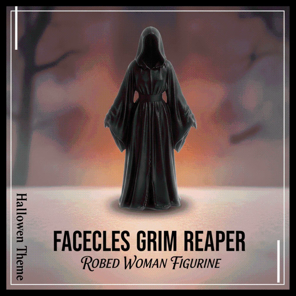 3D Printed Halloween Grim Reaper Miniature Size Matte Finish Gothic Witch Statue Fine Details Lightweight Durable