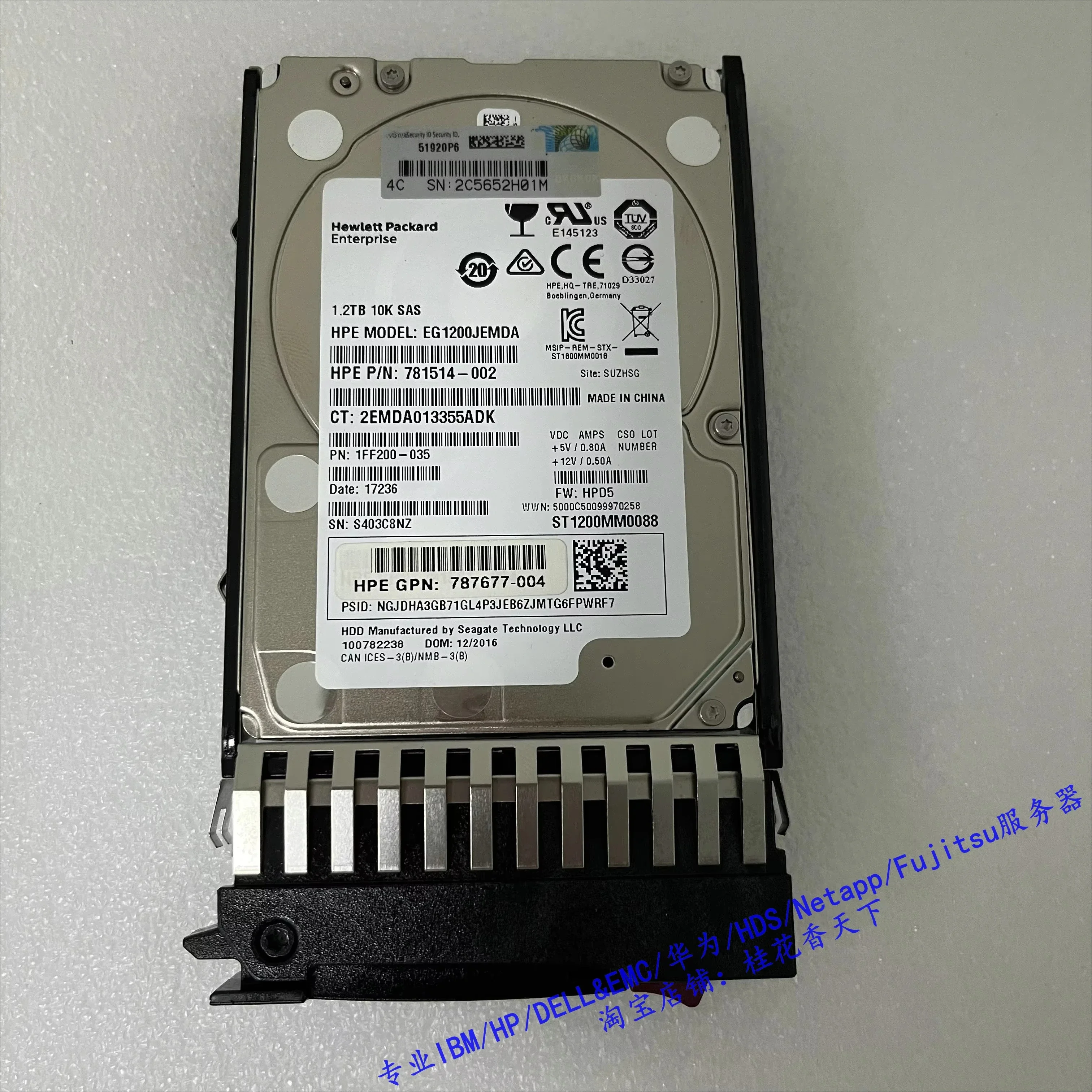 

Used For HP 787648-001 1.2T 10K SAS 12G 2.5 J9F48A MSA Storage Hard Drive