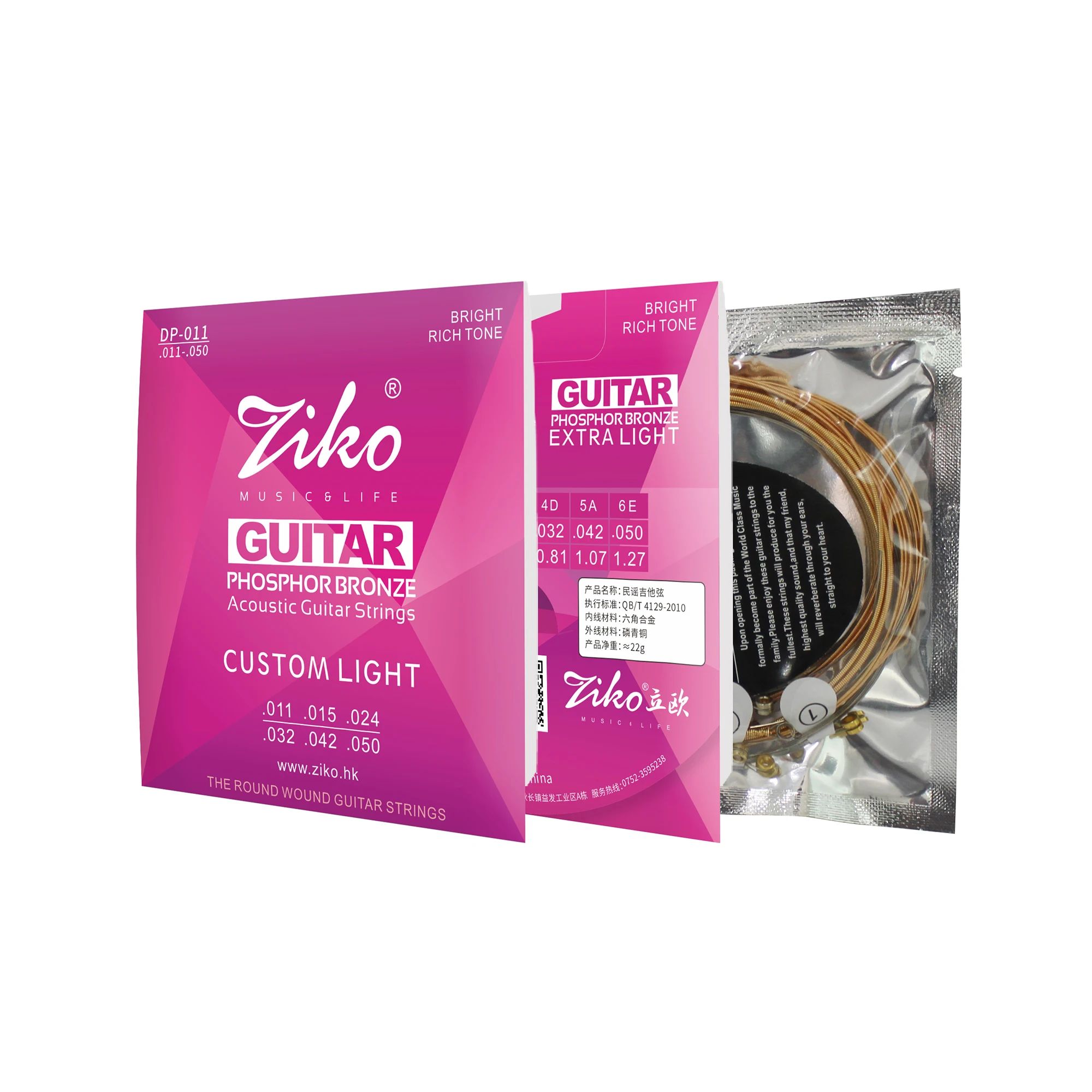 

ZIKO Acoustic Guitar Strings Hexagonal Steel Core Phosphor Copper Wound Guitarra Strings Guitar Parts & Accessories DP-011