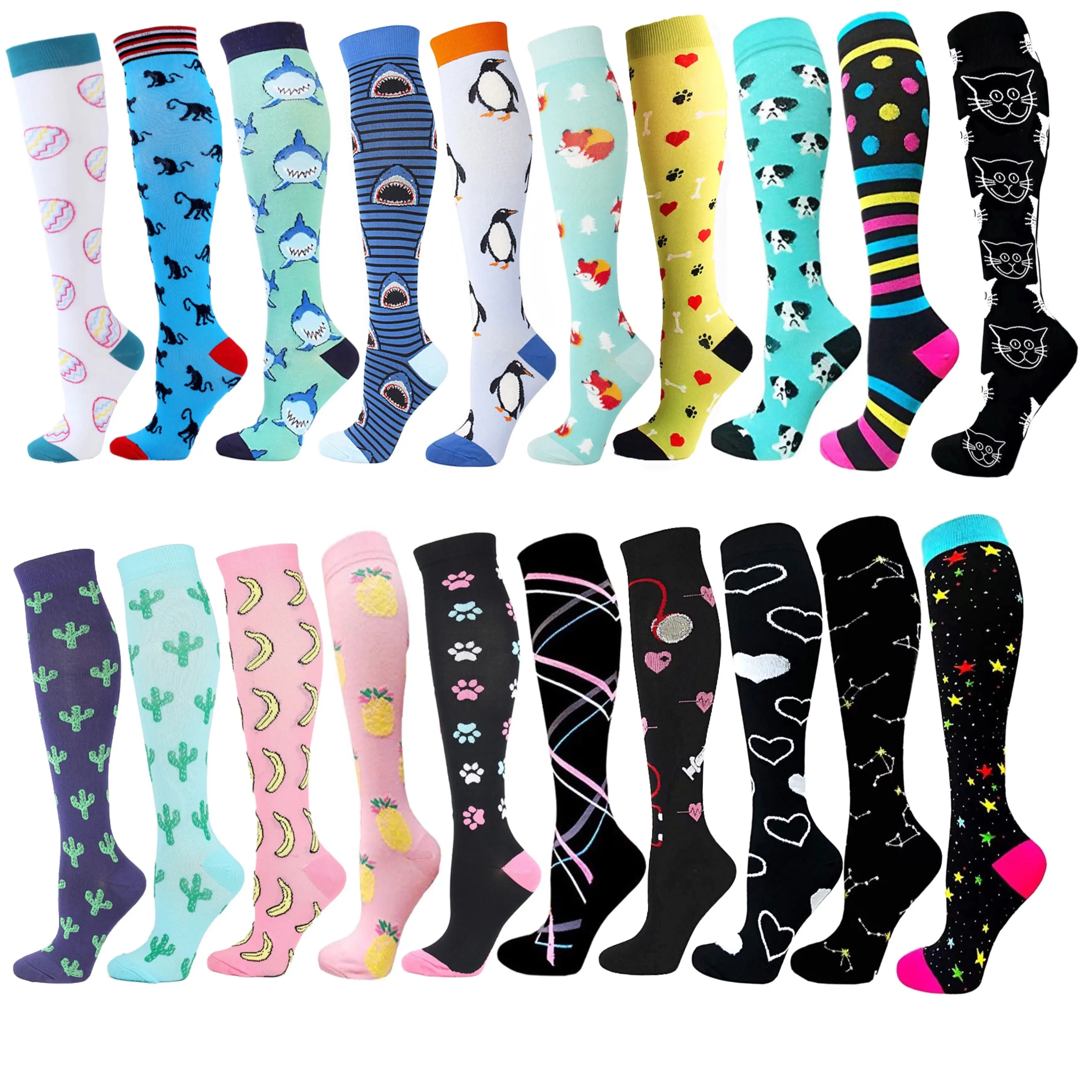 Compression Socks For Men Women 20-30mmHg Anti Fatigue Varicose Vein Nylon Sports Socks Outdoor Running Hiking Football Cycling