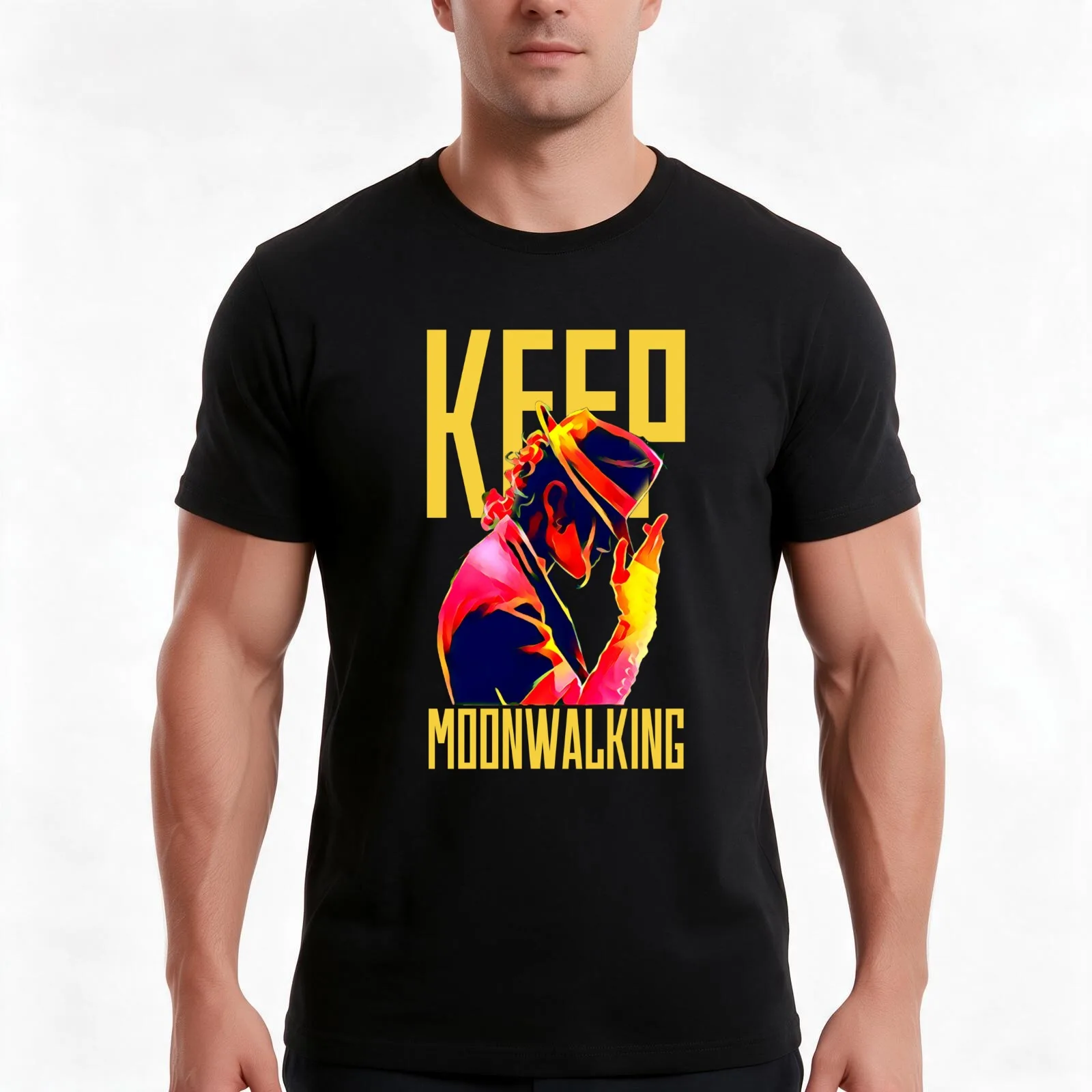 Keep Moonwalking T-Shirt, Summer Casual Cotton Tee, Oversized Streetwear Tops, Vintage Graphic Print, Loose Fit Short Sleeve