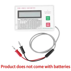 Capacitor ESR DCR Tester Test In Circuit Capacitance Meter With Test Leads Clip Battery LCD Display ESR Meter Smart Shutdown