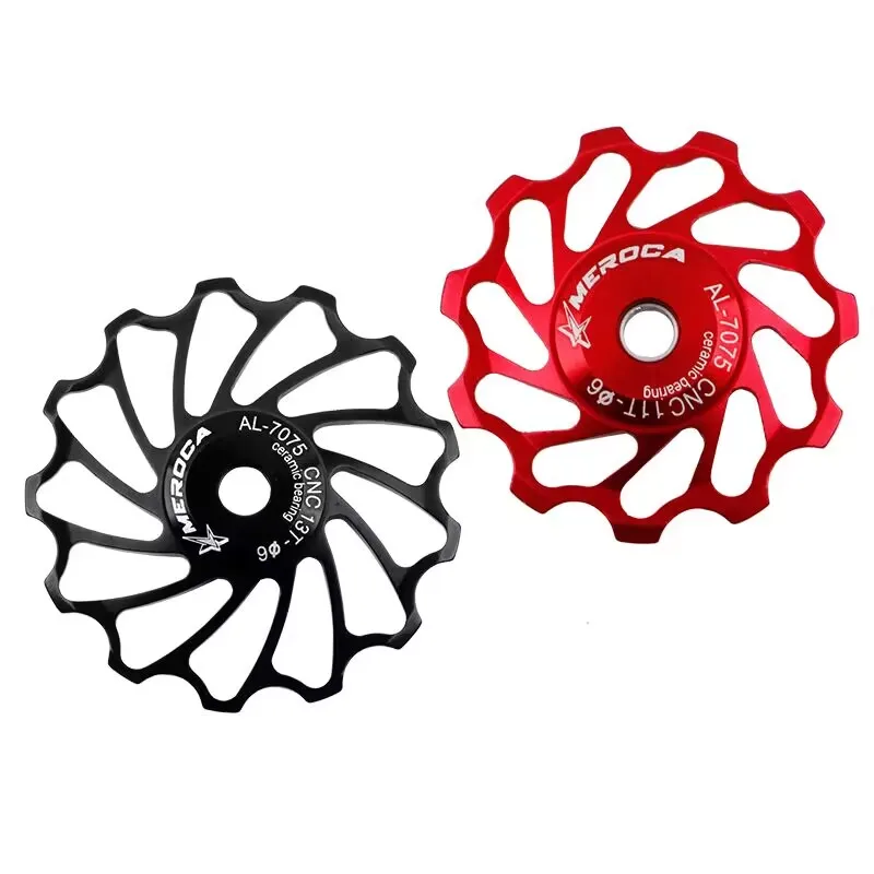 MEROCA Bicycle Derailleur 9v 10v 11v Ceramic Pulleys Rear Derailleur Mtb Pulleys Wheel Ceramic Bearing Road Mountain Bike 11/13T