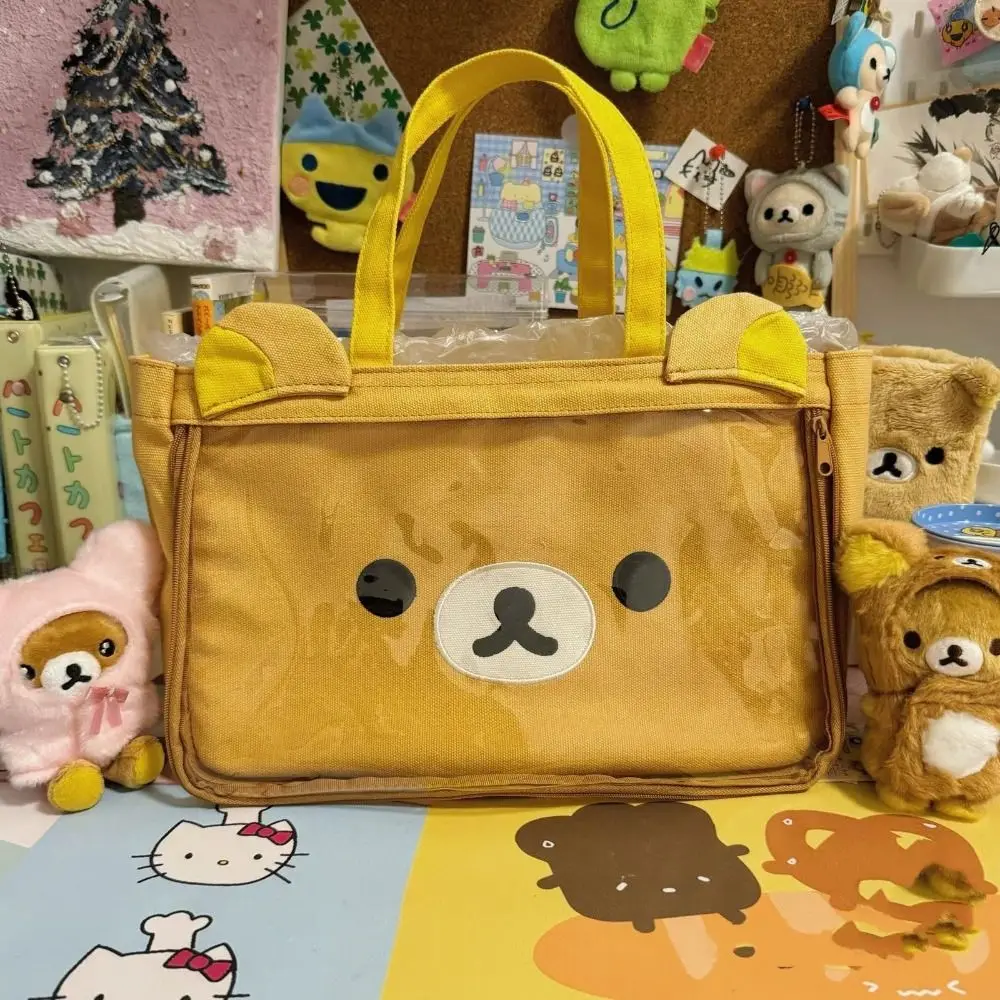 Trendy Cute Rilakkumaed Tote Bag Korilakkuma Children Girls Gift Handbags Canvas College School Shoulder Bag