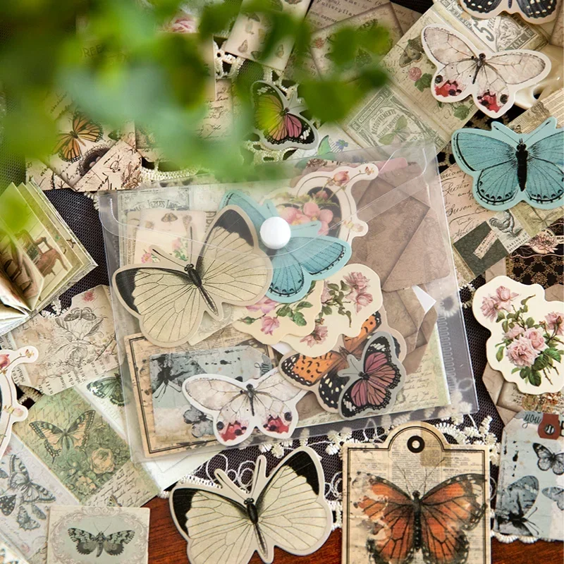 Bloc-notes papillon de poche, matériel vintage, décoration d'emballage, cahiers cadeaux, scrapbooking, 135x110mm, 31 feuilles