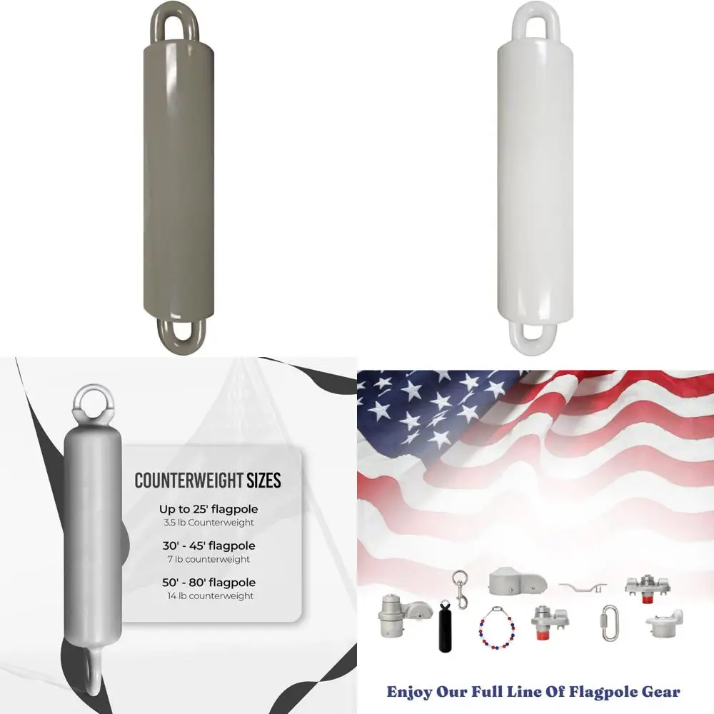 

7 Pound Double Eye Bolt Counterweight for Internal Halyard Flag Pole Systems - Silver/Gray Finish