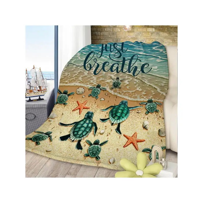 

Флисовое одеяло Tropical Baby Sea Turtle — 3D дизайн Ocean Waves, мягкое плюшевое покрывало для кровати, стула, автомобиля, дивана, спальни, 130x150 см