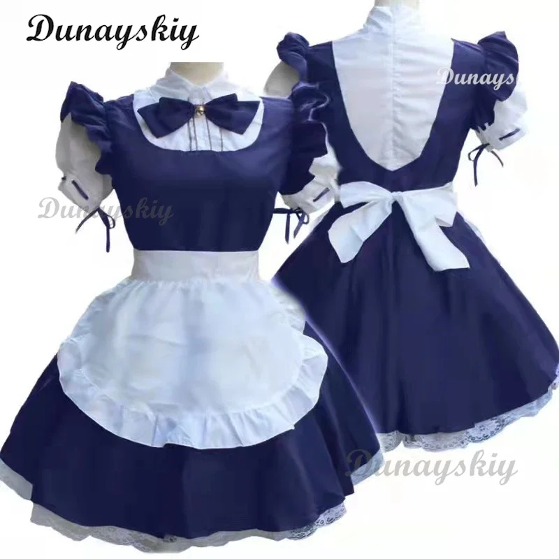 Colores Cosplayer Anime vestido de Lolita disfraz de sirvienta Cosplay Nekopena encantador juego Anime trajes mujeres pajarita uniforme de sirvienta negro