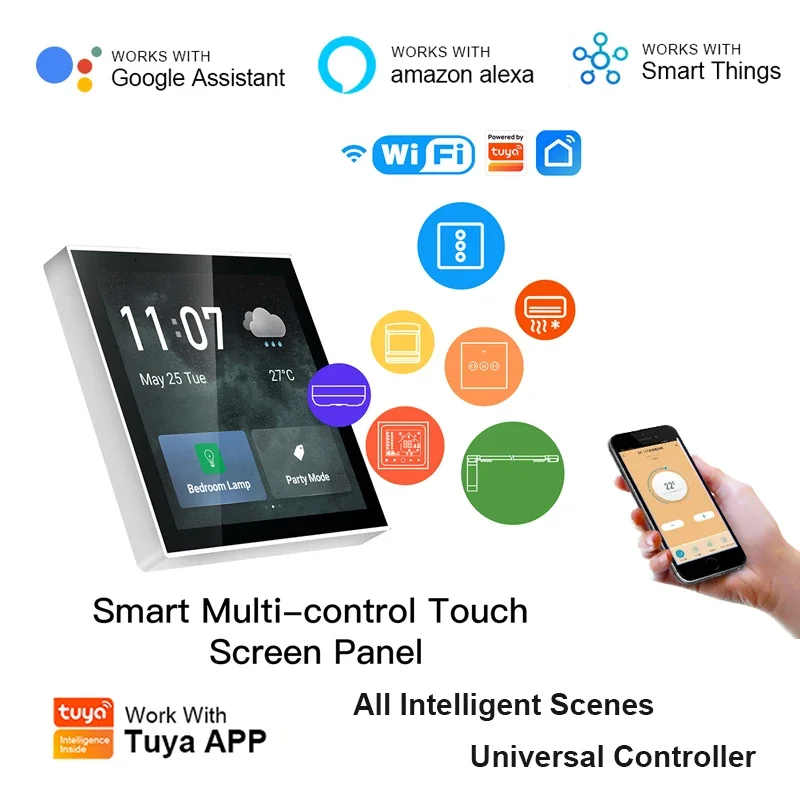 

Tuya Smart Central Gateway 4 inch Multi-functional Touch Screen Control Panel Smart Home Central Control Screen Zigbee Control