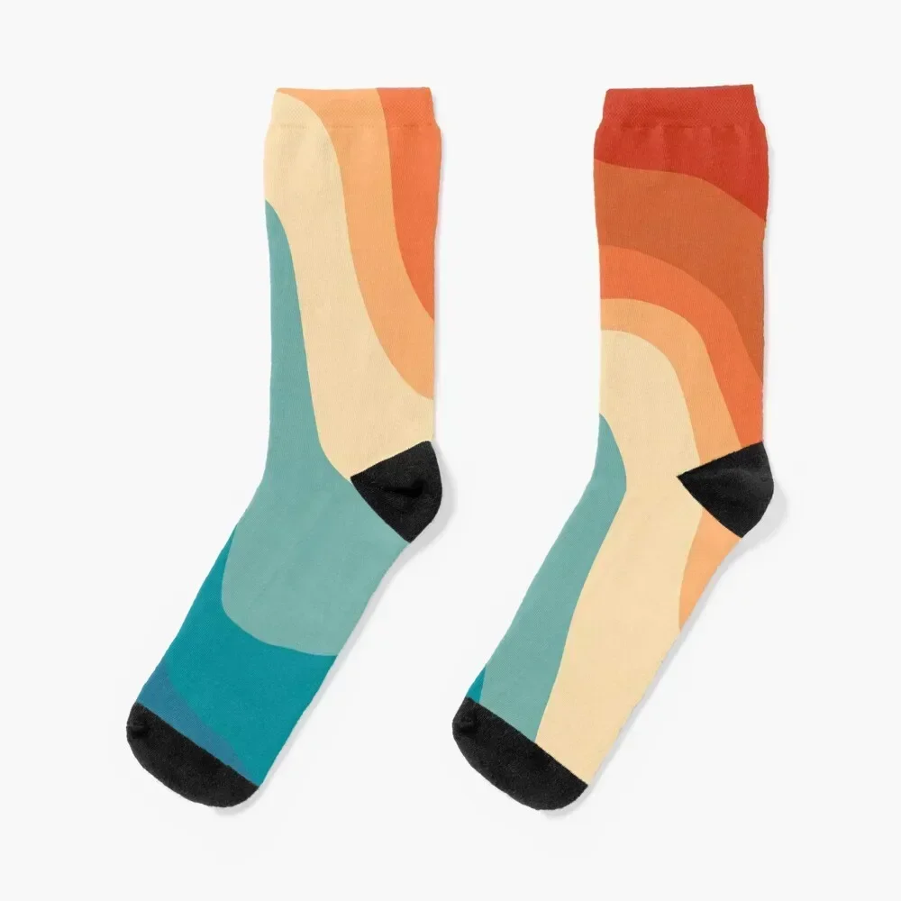 Retro Summer Swirl Wave #1 #minimal #decor #art Socks short Climbing anti-slip cute Men's Socks Luxury Women's